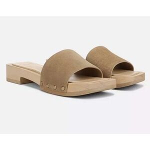 Vince Barbara Slide Sandals Women 6M Wheat Suede Wood Block Heel Clog Boho